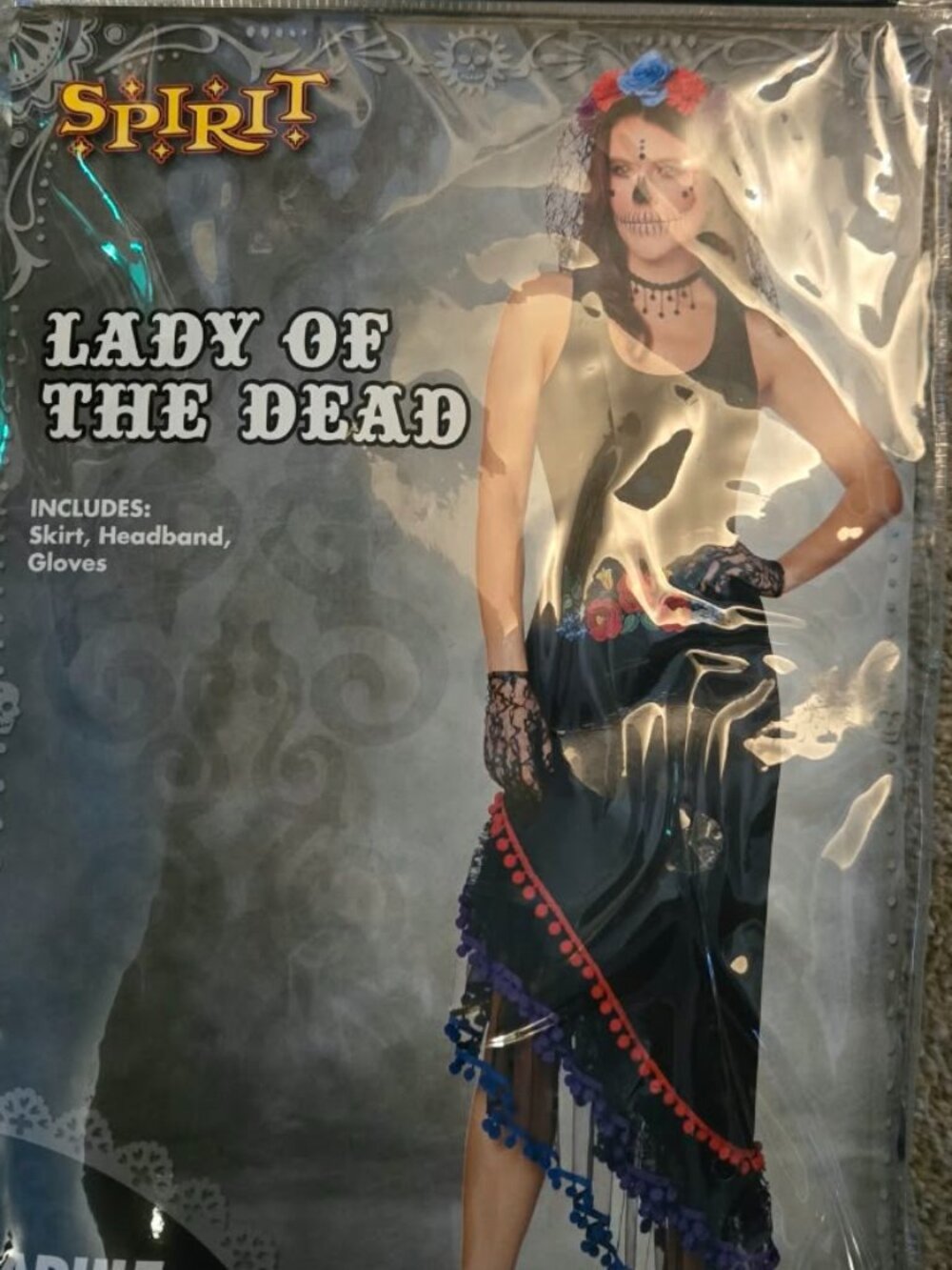Spirit Halloween Lady of the Dead Costume Adult Women M/L Dia de los Muertos
